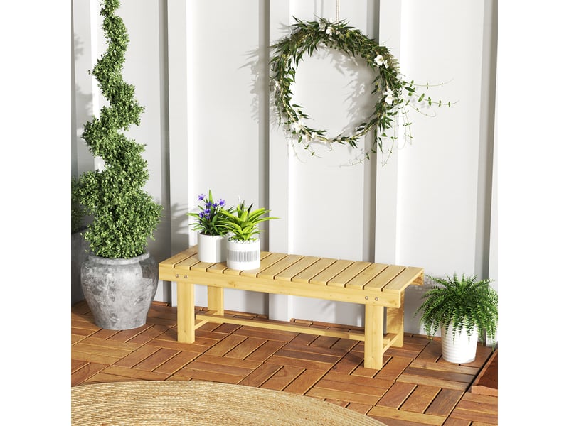  Banc de jardin 2 places style rural chic assise à lattes dim. 110l x 38l x 35h cm bois de sapin pré-huilé  - Conforama B