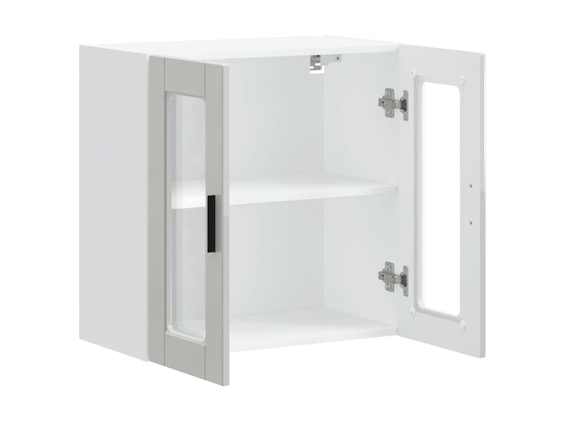 Armoire murale cuisine avec porte en verre porto blanc brillant shl1542 - Conforama E