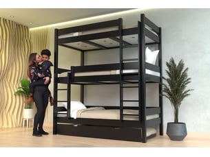 Lit superposé 80x190 cm ABC MEUBLES TRI480-N coloris noir