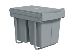 Poubelle encastrable tcqpz coulissante 2 x 20 l avec bacs amovibles 52 x 33,5 x 41 cm grise