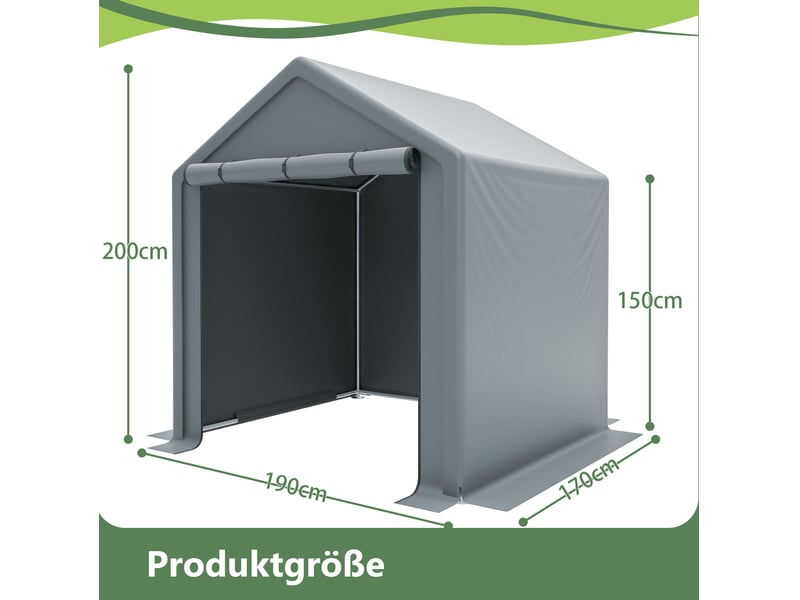  Abri de rangement gris foncé en acier galvanisé et bâche pe 170 gm², avec porte enroulable pour le jardin  - Conforama C