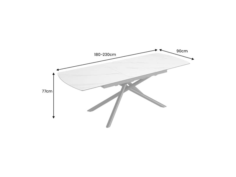  Table de salle à manger ophira – extensible 180 à 230 cm – effet marbre blanc – pieds métal – style contemporain  - Conforama D