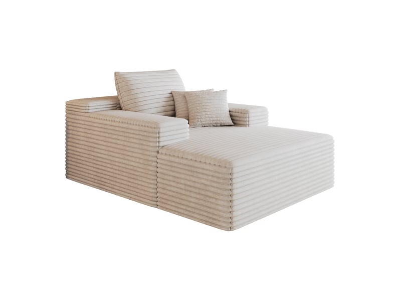  Chaise longue 1 place en velours côtelé blanc 115 x 159 cm  - Conforama A