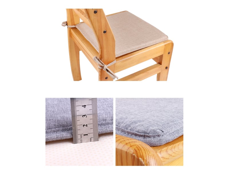  Lot de 4 coussins de chaise avec rubans – 40x40 cm, kaki  - Conforama C