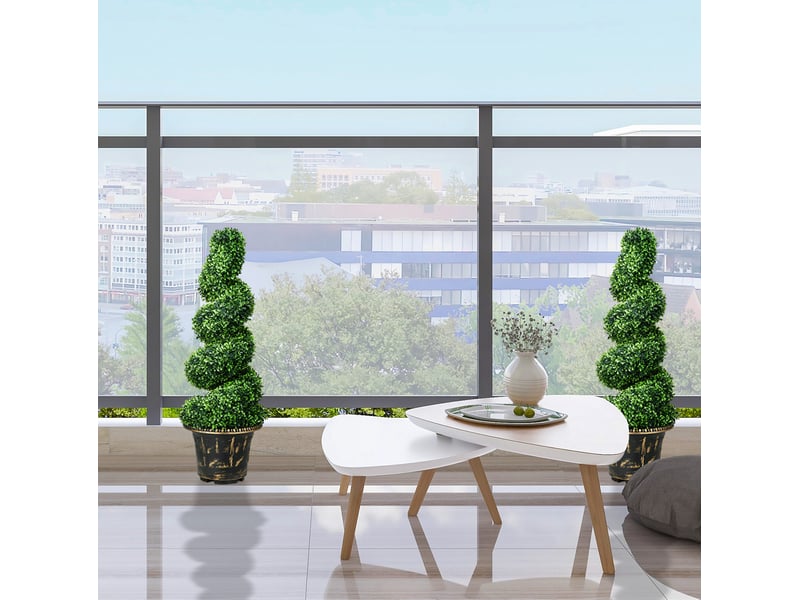  Set de 2 plantes artificielles buchsbaum uv résistantes 90 cm dans pot  - Conforama B
