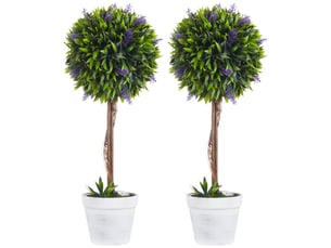 Lot de 2 plantes artificielles lavande 24x60 cm vert