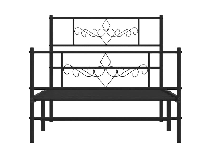  Lit simple- lit adulte -  cadre de lit métal sans matelas avec pied de lit noir 80x200 cm  - Conforama D