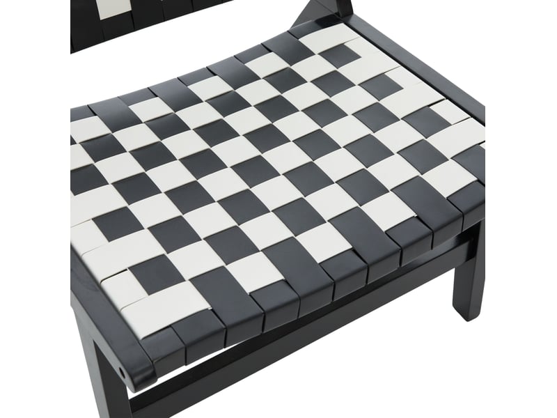 Fauteuil sans accoudoirs tressé 71x66x72 cm en pu noir et blanc  - Conforama E