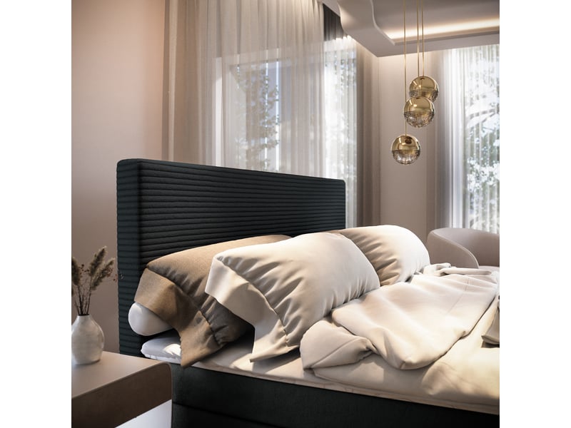 Boxspring giarro 200x200 cm, lit complet avec matelas, noir - Conforama D