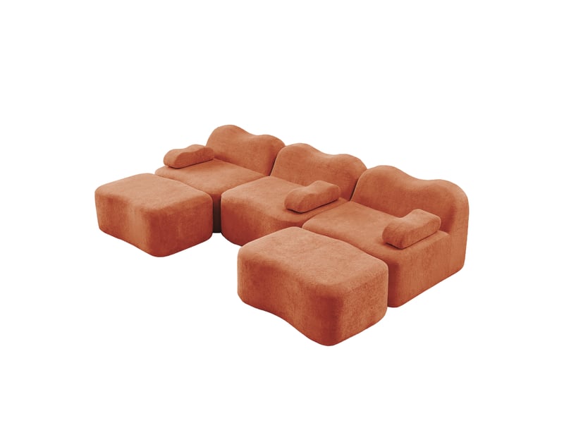 Canapé d'angle, canapé modulable – 3 places, forme u, mousse haute densité, assise profonde, avec accoudoirs, orange - Conforama B