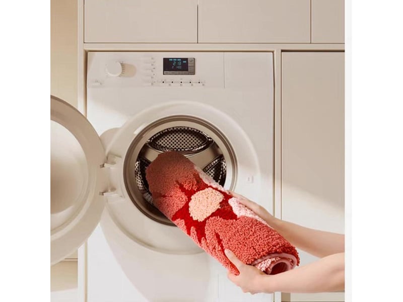  Tapis de bain et douche motif forêt, moelleux, doux, antidérapant, durable et absorbant, 50 x 80 cm, motif fleur de pêcher  - Conforama E