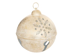 Grelot de noël en métal blanc et or d. 41 cm pour l'extérieur