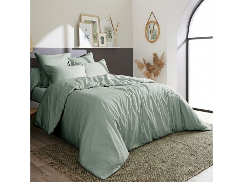  Housse de couette 140x200 cm percale de coton céladon PD25270 - Conforama B