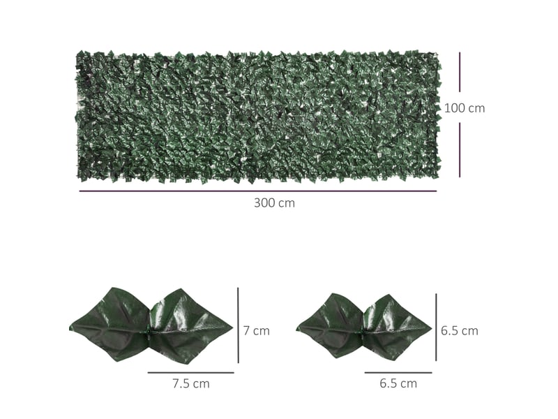  Brise-vue artificiel 300 x 100 cm vert foncé en pe et tissu, feuillage dense résistant aux uv pour extérieur  - Conforama C