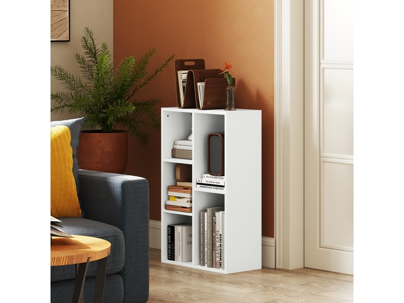  Bibliothèque étagère de rangement avec 5 compartiments, pour salon chambre à coucher bureau, 50x24x80cm, blanc  - Conforama C