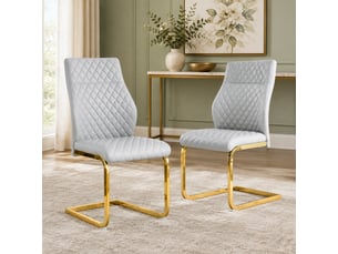 Lot de 2 chaises de salle à manger,43x63x100 cm,similicuir et métal doré,gris clair