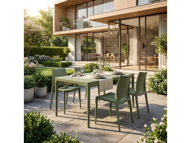 Lot de 4 chaises empilables en polypropylène lione - vert foncé - Conforama B