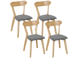 Lot de 4 chaises salle à manger design bois clair tissu gris