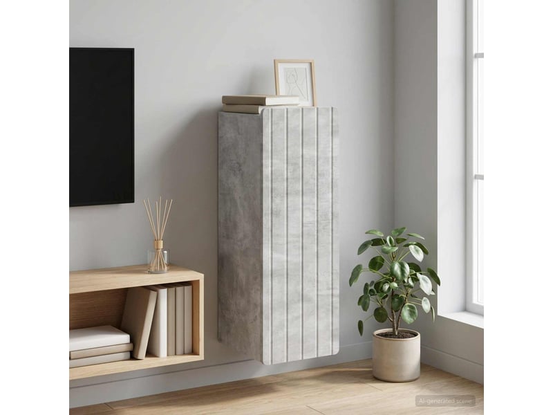  Armoire murale salon, meuble de rangement gris béton 33 x 34,5 x 94 cm bois d'ingénierie  - Conforama B
