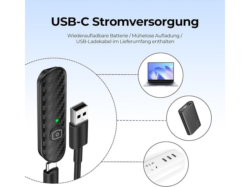  Télécommande bluetooth 5.0 atumtek en fibre de carbone, déclencheur rechargeable par usb-c pour ios et android  - Conforama C