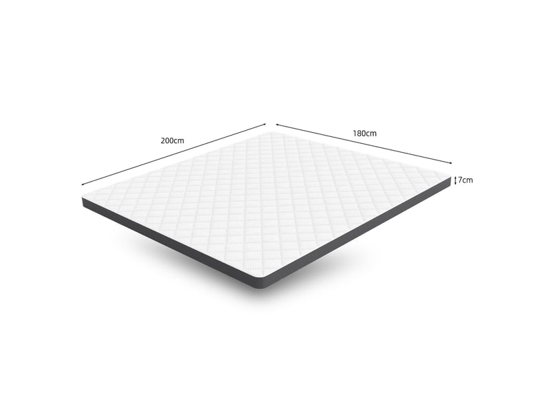 Matelas en mousse h3 à 7 zones, soutien moyen de la taille, double face, blanc et gris, 180 × 200 × 7 cm - Conforama D