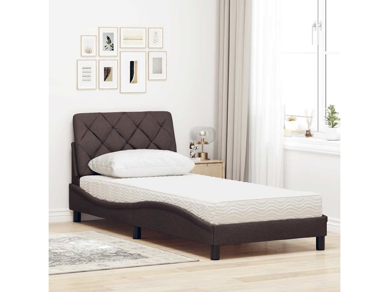  Lit adulte, lit simple, lit avec matelas marron foncé 80x200cm tissu cf17621  - Conforama C