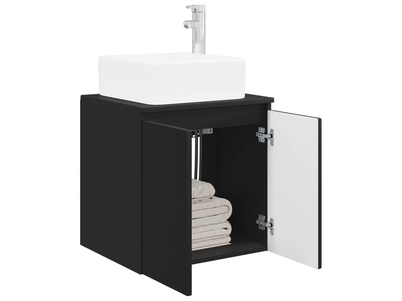  Vanité de lavabo mural, meuble de rangement noir 49.5x41x63 cm bois d'ingénierie  - Conforama C