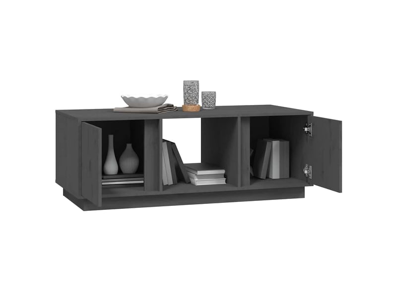  Table basse - table de salon - table à thé gris 110x50x40 cm bois massif de pin  - Conforama D