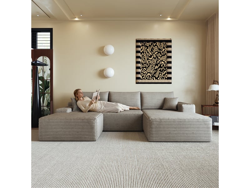Canapé d'angle, canapé modulable, design moderne, 270 cm, pour salon, chambre, appartement, camel, livré monté, assise profonde - Conforama A