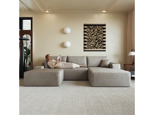 Canapé d'angle, canapé modulable, design moderne, 270 cm, pour salon, chambre, appartement, camel, livré monté, assise profonde