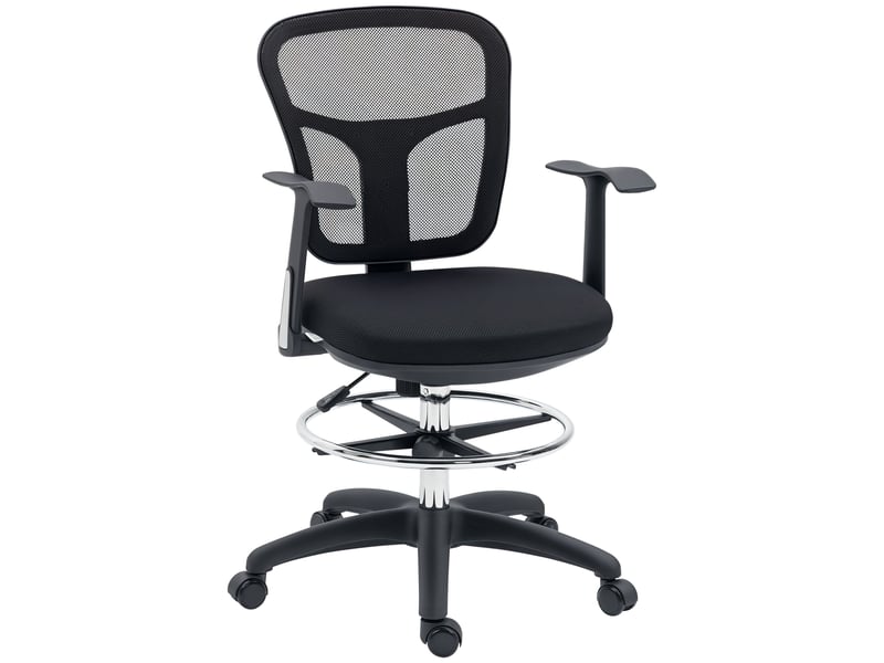  Chaise de bureau, chaise d'ordinateur, avec repose-pieds, réglable en hauteur, 59 x 59 x 115 cm, noire  - Conforama A