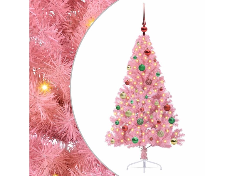 Sapin de noël artificiel, arbre de noël pré-éclairé rose 150 cm pvc shl7928 - Conforama A