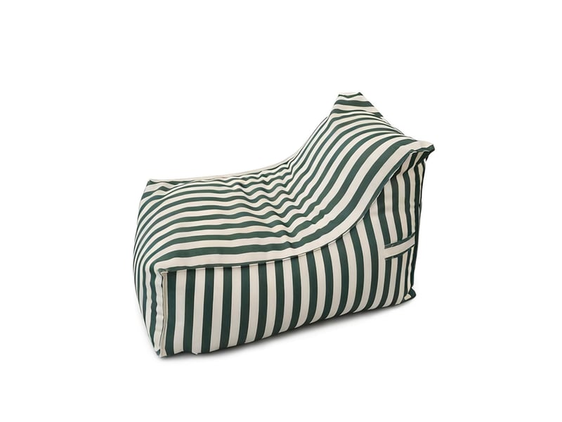 Pouf d’extérieur rayé vert en tissu déperlant – 100x65x65 cm positano  - Conforama A
