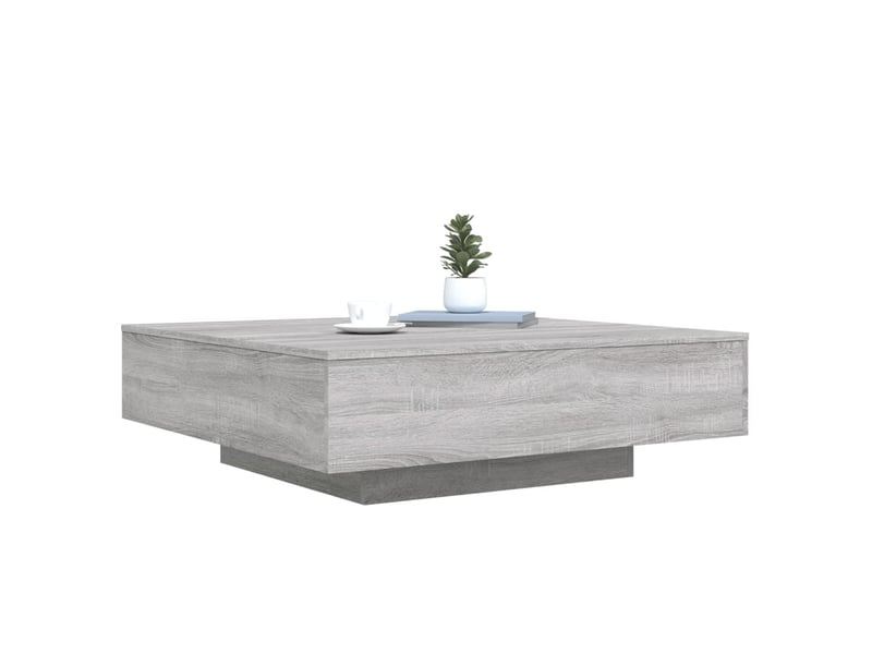 Table basse - table de salon - table à thé avec lumières led sonoma gris 100x100x31 cm - Conforama E