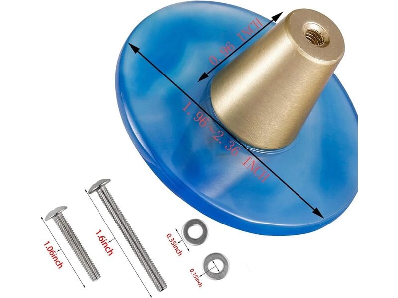 Lot de 4 boutons en disque d'agate bleue avec vis, poignées décoratives en laiton pour placards et tiroirs - Conforama B