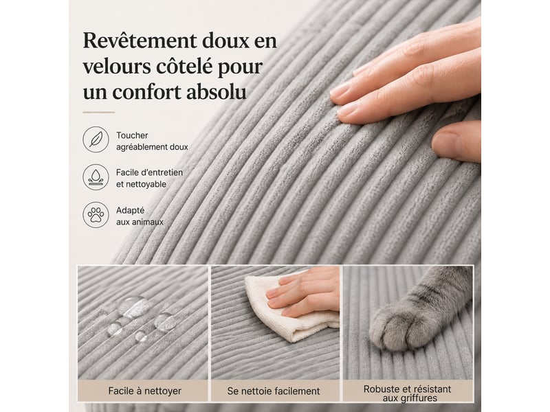  Canapé modulaire à compression, en tissu velours  - Conforama C