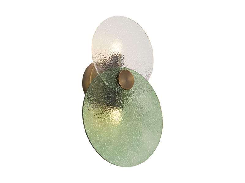 Art deco wandlamp donker brons met groen en helder glas 2-lichts - text  - Conforama A