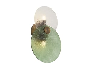 Applique murale art déco bronze foncé avec verre vert et transparent 2 lumières - text