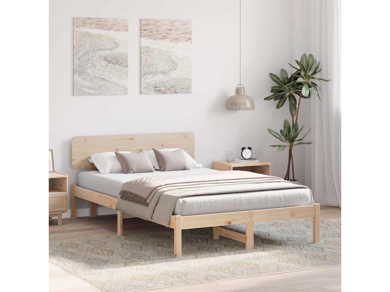 Lit double- lit adulte - cadre de lit avec tête de lit naturel 120 x 190 cm pin massif - Conforama B