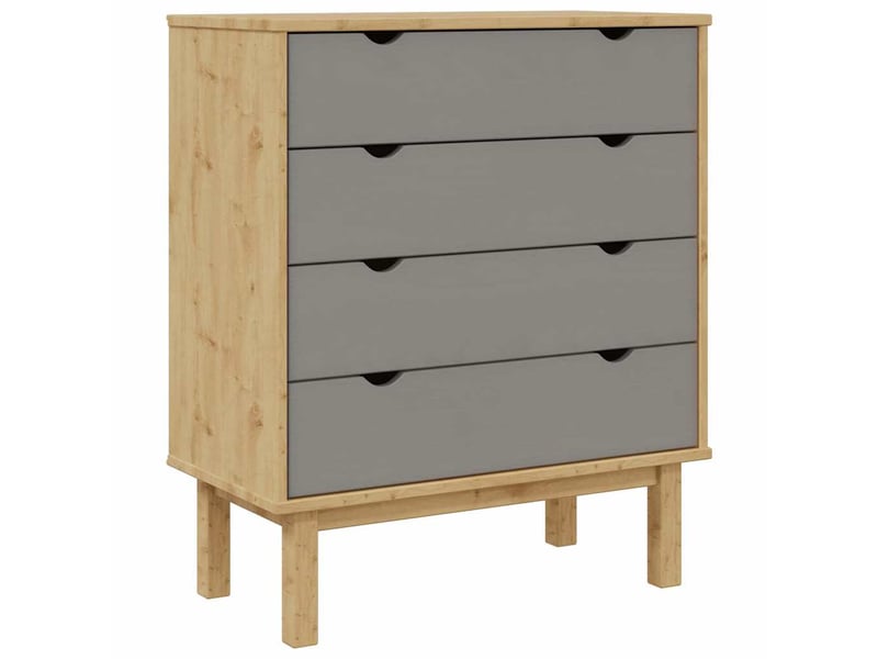  Commode, armoire à tiroirs bureau otta marron et gris 76,5x39,5x90 cm bois de pin massif  - Conforama A