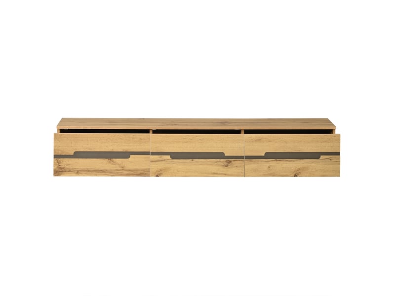  Meuble tv mural avec 3 tiroirs 160x30x25,5 cm coloris bois naturel  - Conforama D