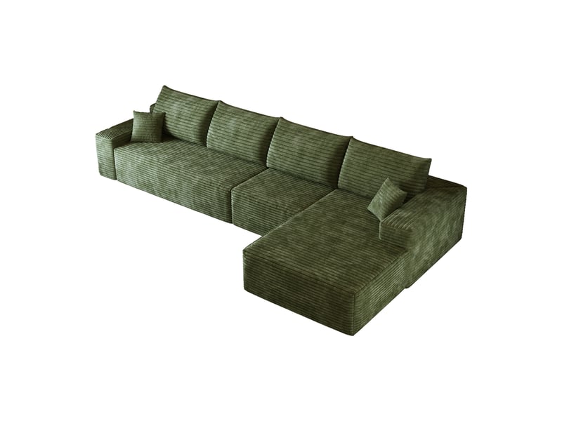 Canapé d'angle, canapé modulable, assise profonde, livré monté, design moderne, 340 cm, pour salon, chambre, vert, appartement - Conforama B