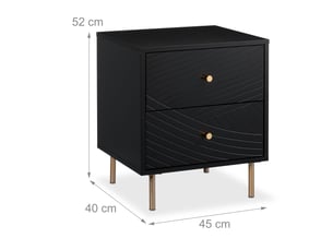 Table de nuit moderne 52 x 45 x 40 cm avec 2 tiroirs pratiques design noir en mdf noir 13_0015840