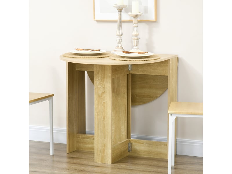 Table pliable de cuisine salle à manger 2 abattants - table ovale extensible - en bois chêne - Conforama W