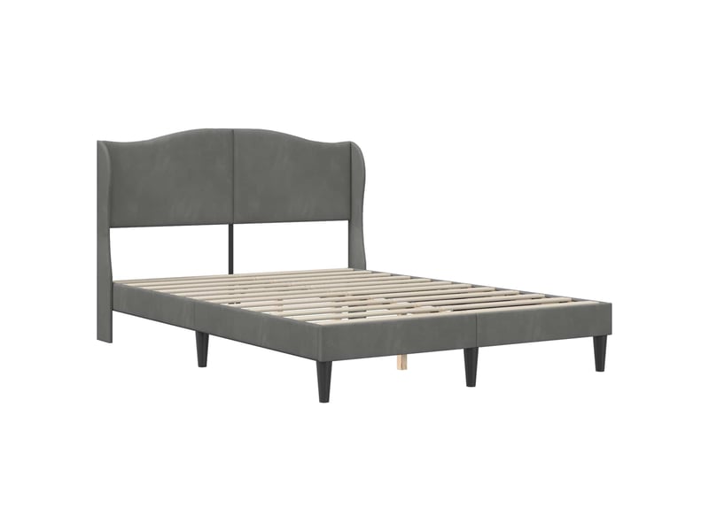  Lit double- lit adulte -  cadre de lit avec tête de lit gris foncé 120 x 190 cm velours  - Conforama B