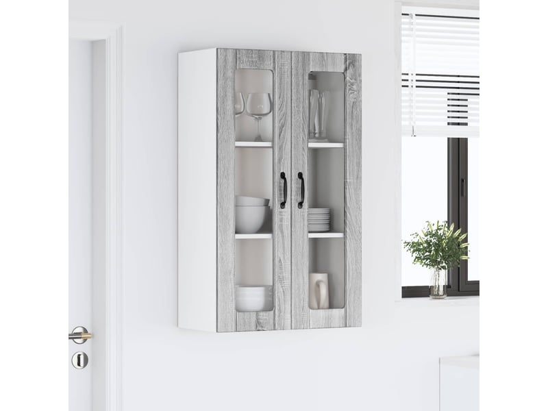 Meuble mural de cuisine, cabinet en verre mural sonoma gris 60x31x100cm - Conforama D