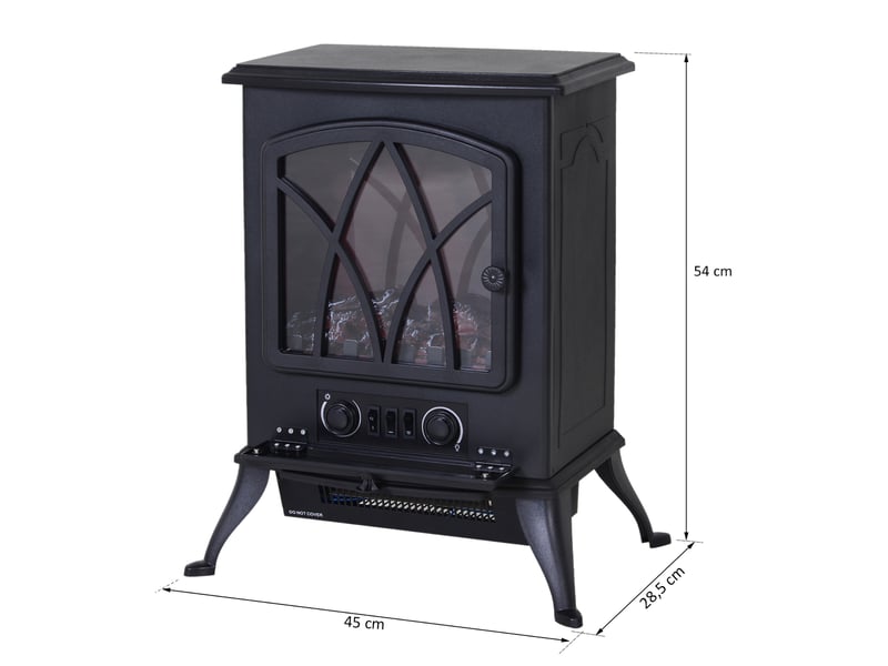 Cheminée électrique avec chauffage, effet flammes led, 10002000 w, poêle noir autonome - Conforama D