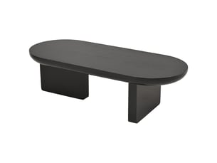 Table basse ovale noire en mdf, design minimaliste, 119,7 x 49,8 cm