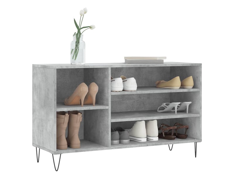  Meuble à chaussure, armoire à chaussures gris béton 102x36x60 cm bois d'ingénierie shl4833  - Conforama C