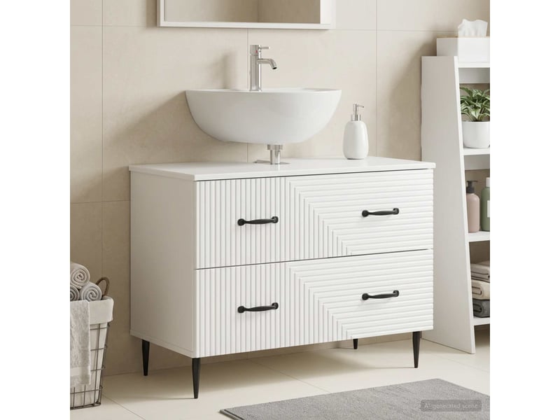  Meuble sous lavabo de salle de bain haarlem blanc brillant cf64886  - Conforama B
